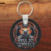 カーレーシング市松模様にフラッグモータースポーツアクセサリー キーホルダー (正面)