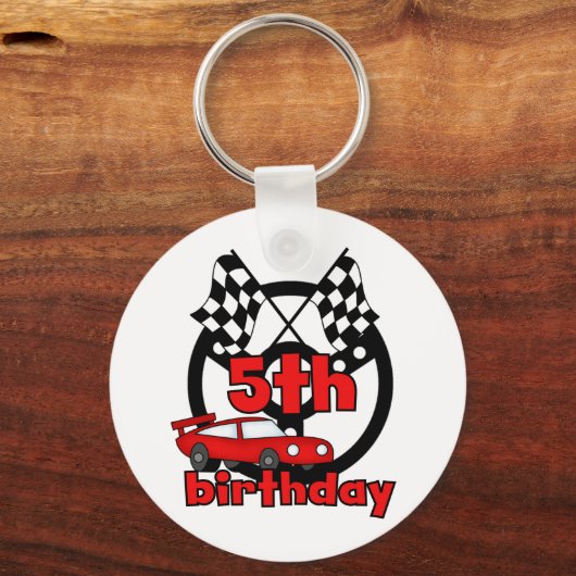 カーレーシング5誕生日Tシャツとギフト キーホルダー (正面)