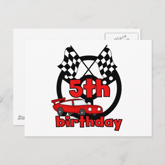 カーレーシング5誕生日Tシャツとギフト ポストカード (正面/裏面)
