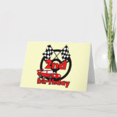 カーレースの第2誕生日のTシャツおよびギフト カード (正面)