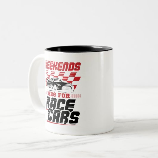 カーレースの週末はレースカー用 ツートーンマグカップ (正面左)