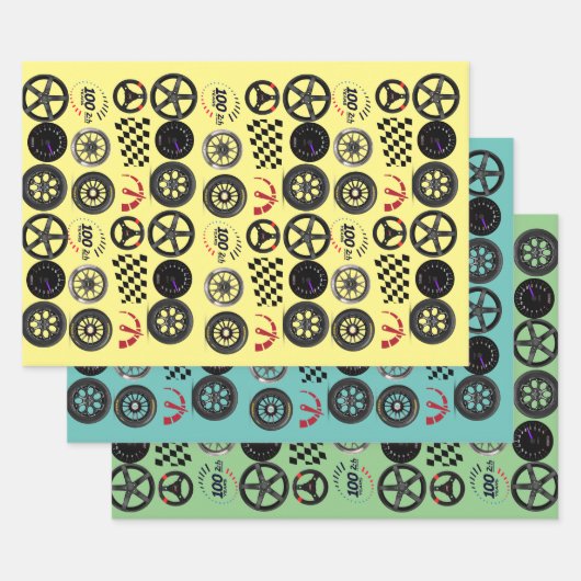 カーレースやモータースポーツ愛好家のために ラッピングペーパーシート (セット)