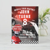 カーレーステーマ編集可能誕生日招待状カード 招待状 (スタンド正面)