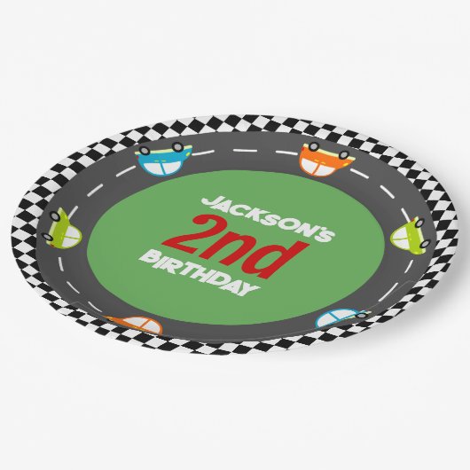 カーレーストラックボーイバースデーパーティー ペーパープレート (アングル)