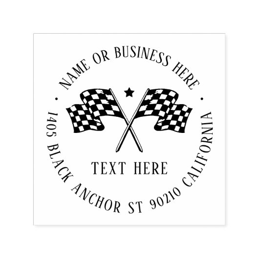 カーレーストラッ市松模様にクフラグ名差出人住所 セルフインキングスタンプ (デザイン)