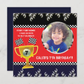 カーレーストロフィー誕生日パーティー写真招待状 招待状 (正面/裏面)