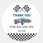 カーレースブルーベビーシャワー ラウンドシール (正面)