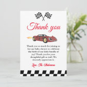 カーレースベビーシャワーサンキューカード カード (スタンド正面)