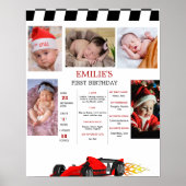 カーレースベビー1stバースデーマイルストーンサイン ポスター (正面)