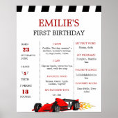 カーレースベビー1stバースデーマイルストーンサイン ポスター (正面)