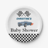 カーレースボーイ赤ちゃんシャワーパーティー ペーパープレート (正面)