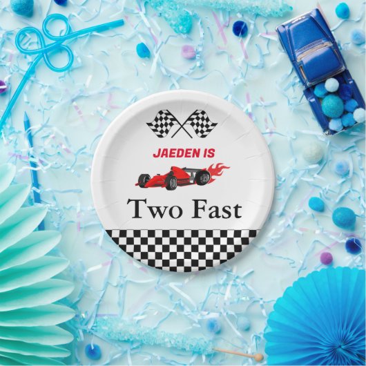 カーレースボーイ2nd誕生日パーティー ペーパープレート (パーティー)