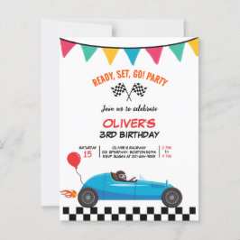 カーレース子供の誕生日パーティの招待状ポストカード ポストカード