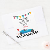 カーレース子供の誕生日パーティの招待状レーサー スクエアシール (封筒)