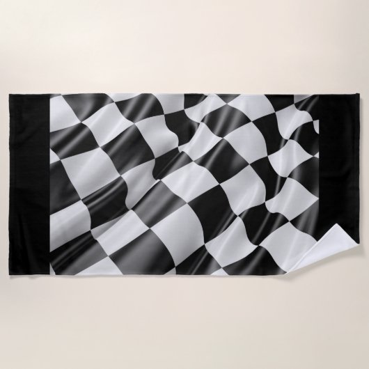 カーレース用の市松模様にビーチタオル。 ビーチタオル (正面)