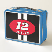 カーレース番号デザインカスタムキッズ メタルランチボックス (裏面)
