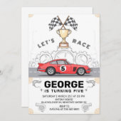 カーレース誕生日パーティー 招待状 (正面/裏面)