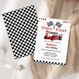 カーレース2人の速い2人目の少年の誕生日を育てる 招待状