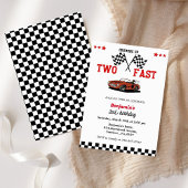 カーレース2人の速い2人目の少年の誕生日を育てる 招待状