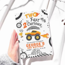 カーレース2速2つの好奇心誕生日 招待状
