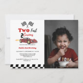 カーレース2速2好奇心の少年2歳の誕生日パーティー 招待状 (正面)