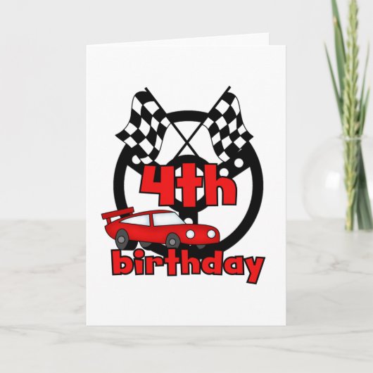 カーレース4th誕生日Tシャツとギフト カード (正面)