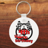 カーレース4th誕生日Tシャツとギフト キーホルダー (正面)