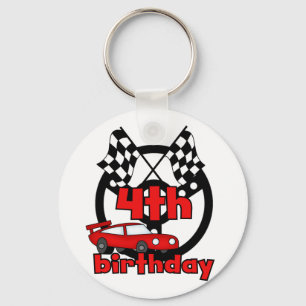 カーレース4th誕生日Tシャツとギフト キーホルダー