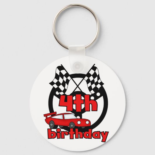 カーレース4th誕生日Tシャツとギフト キーホルダー (正面)
