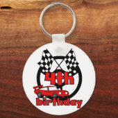 カーレース4th誕生日Tシャツとギフト キーホルダー (正面)