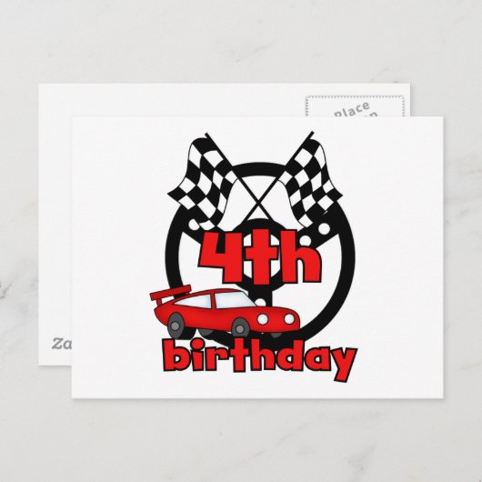 カーレース4th誕生日Tシャツとギフト ポストカード (正面/裏面)
