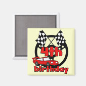 カーレース4th誕生日Tシャツとギフト マグネット (正面/裏面)