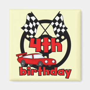 カーレース4th誕生日Tシャツとギフト マグネット