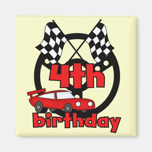 カーレース4th誕生日Tシャツとギフト マグネット (正面)