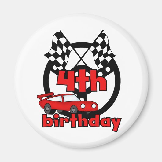 カーレース4th誕生日Tシャツとギフト マグネット (正面)