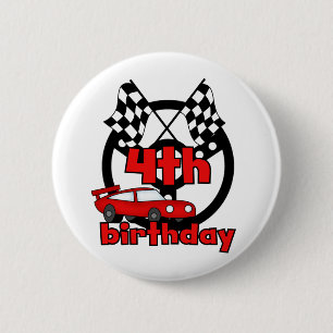 カーレース4th誕生日Tシャツとギフト 缶バッジ