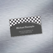 カーレース/チェスパターン+あなたのバックガー。&文字 マグネット名刺 (インサイチュ)