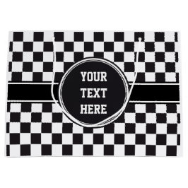 カーレース/チェスパターン + あなたのbackgr。 及びアイディア ラージペーパーバッグ
