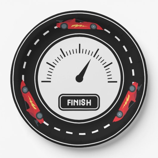 カーレース トラック 誕生日 ペーパープレート (正面)