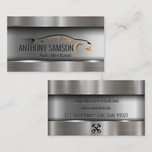 カーロゴメタリックブラシ仕上げ工業 名刺 (正面/裏面)