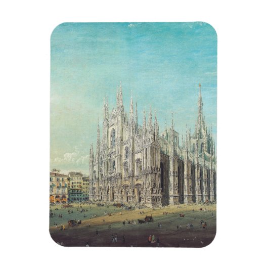 カーロ・ボッソリによるミラノのドゥオーモ広場 1850年代 アート マグネット (縦)