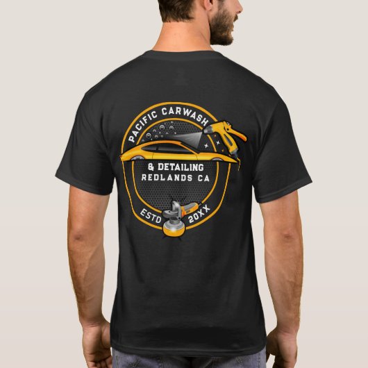カーワッシュ・ディテイラー・ゴールドの前面と背面をカスタマイズ Tシャツ (裏面)