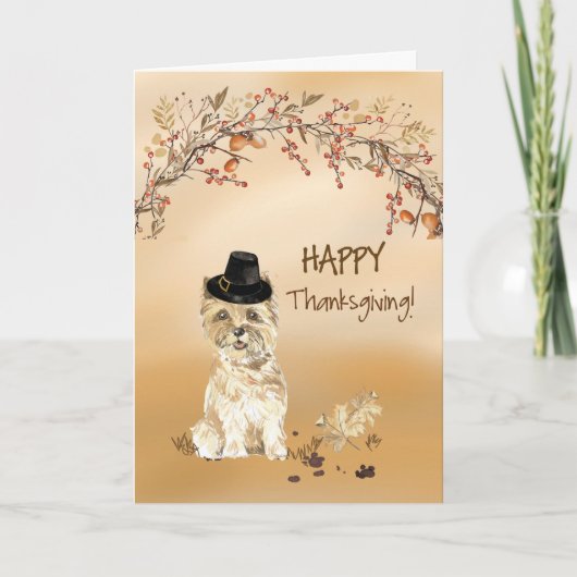 カーンテリアおもしろいー巡礼者ハットサンクスギビング カード (正面)
