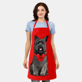 カーンテリアとクリスマスボウ大抱き枕 エプロン (着用した状態)