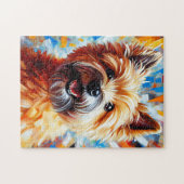 カーンテリアウィートンドックアクリルプリントドッグ恋人 ジグソーパズル (横)