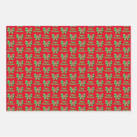 カーンテリアクリスマスドッグ&グリーンボウ3色 ラッピングペーパーシート (正面)