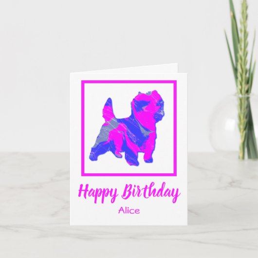 カーンテリアピンクドッグおもしろい誕生日カード カード (正面)