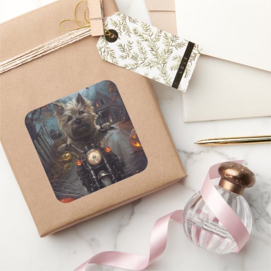 カーンテリアライディングオートバイハロウィーン怖い スクエアシール (ギフト)