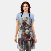 カーンテリアードッグはオートバイクリスマスに乗る エプロン (着用した状態)