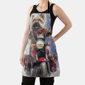カーンテリアードッグはオートバイクリスマスに乗る エプロン (インサイチュ)